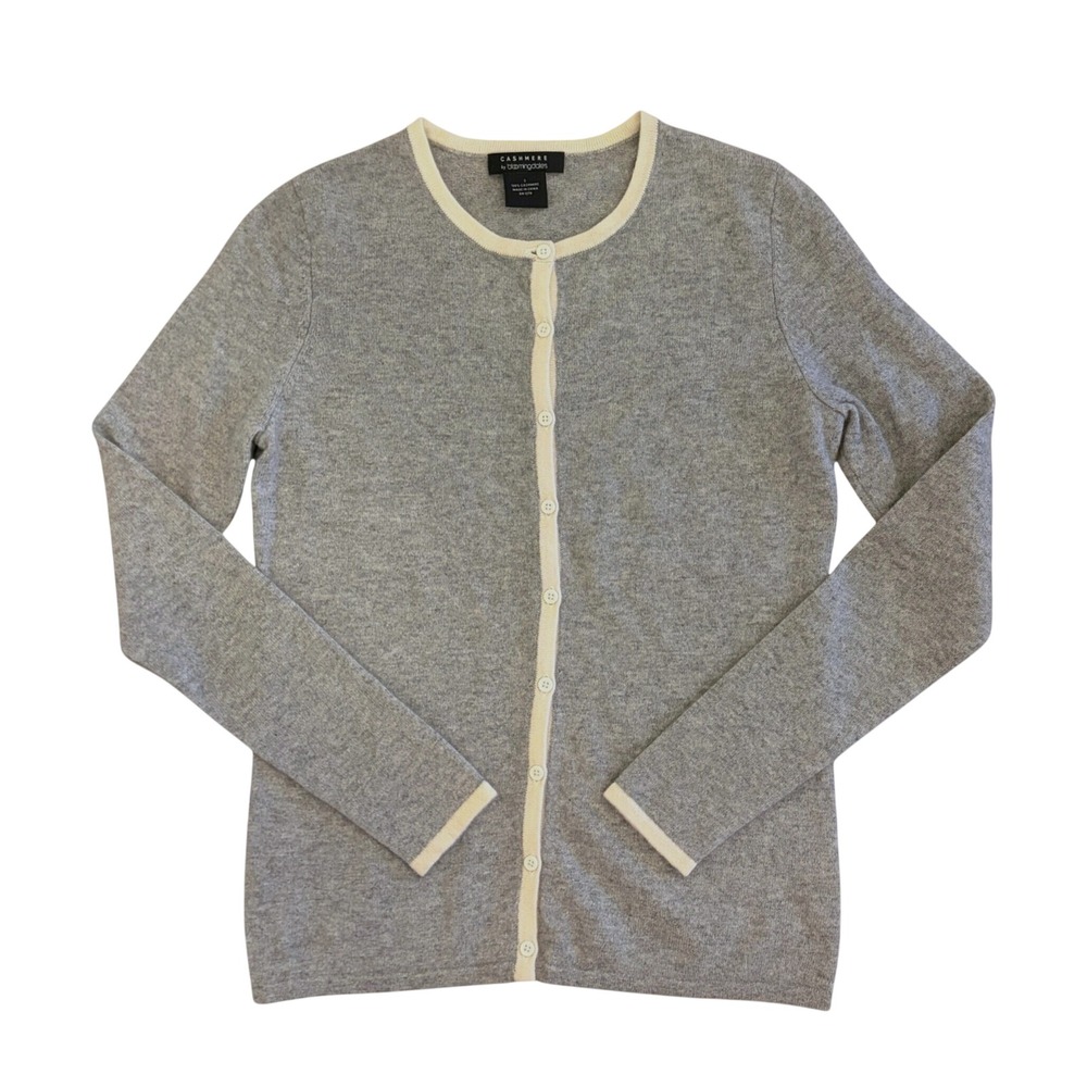 Bloomingdales Cashmere Cardigan Sweater Womens S Minimalist Quiet Luxury Gray